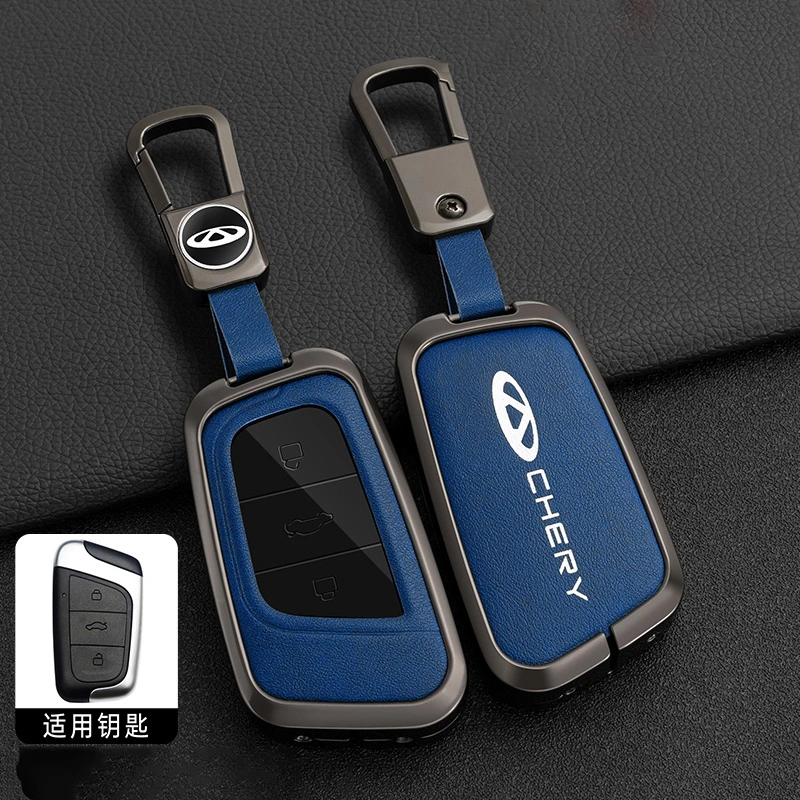 Fashionable TPU Remote Metal Leather Car Key Case Cover for Chery