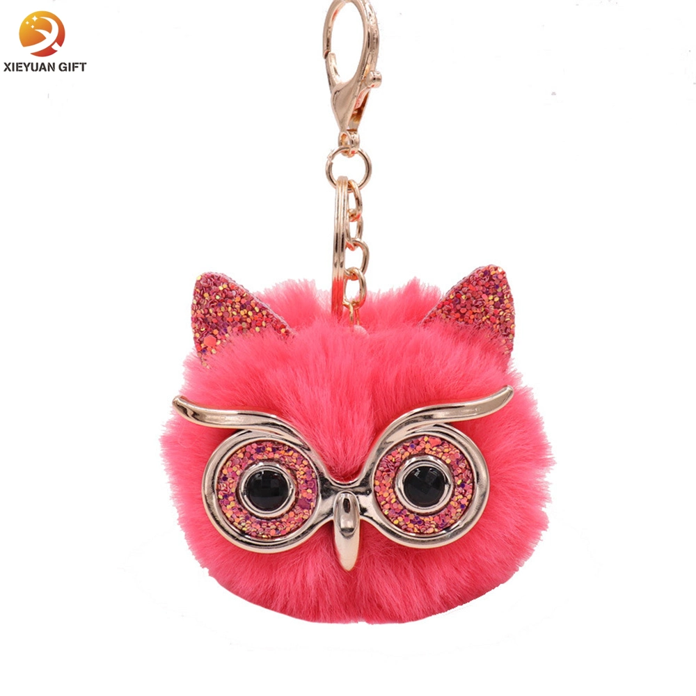 Hot Design Car Interior Accessories Cute Pompom Plush Keychain