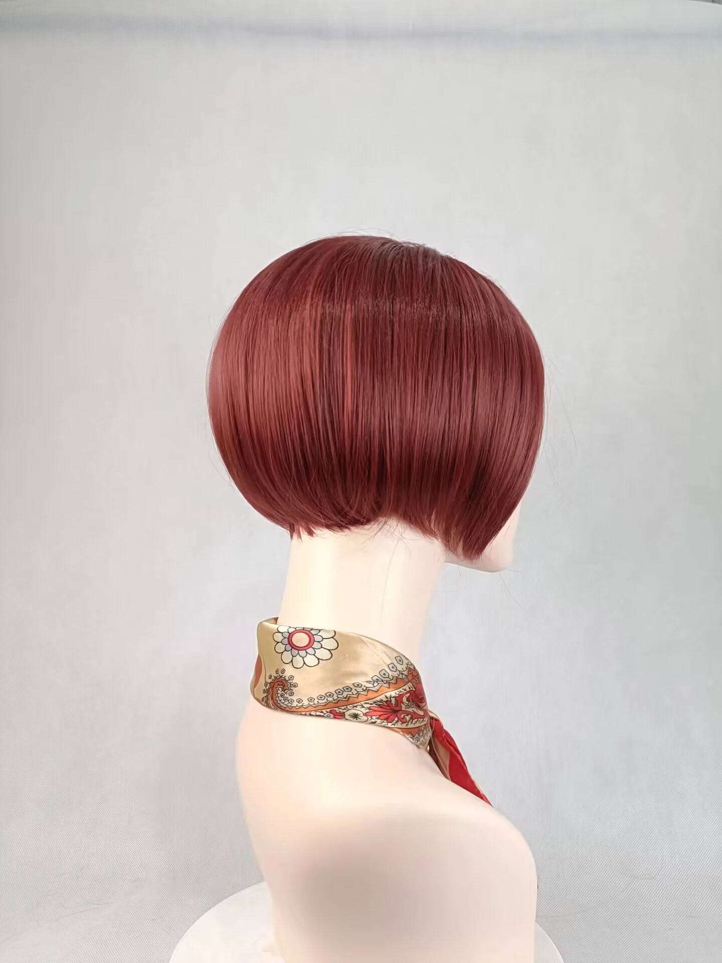 China Factory Brazil femmes synthétique Wig respirabilité Net Thick Short Bob Hairsytle pièce à cheveux rouge vin