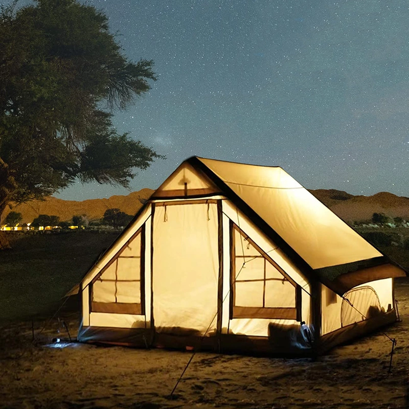 5-6 شخص متنقل مخصص الأسرة معسكر خيمة مقاومة للماء في الهواء الطلق كبيرة خيمة تخييم قابلة للانتفاخ من نوع Canvas Air Cotton Glamping