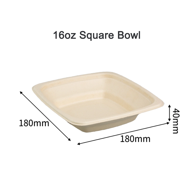 100% Biodegradable Disposable Tableware Dinner Pasta Takeaway Soup Eco-Friendl 48oz Bagasse Food Bowl