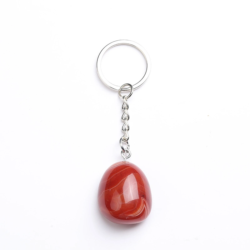 Fashion Natural Stone Beads Gemstone Crystal Keyring Pendant