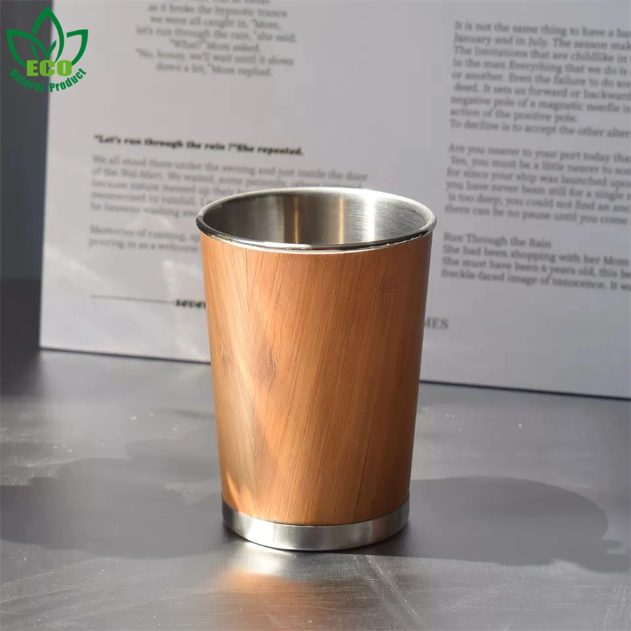 260ml Stainless Steel Inner Bamboo Cold Beer Mug Portable Business Car Cup