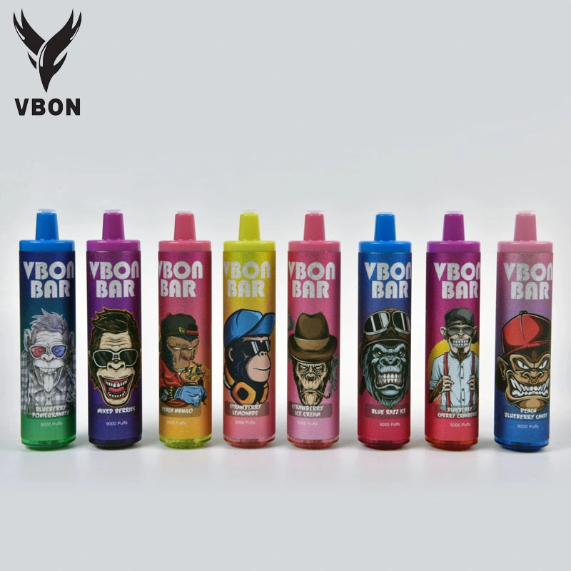 50 sabores regulares Bar Vbon original 9000 9K Puffs desechables VAPE Pen 2% &amp; 5% Flash RGB tanque Diseño Tipo-C. Mini E-cigarrillo recargable desechable