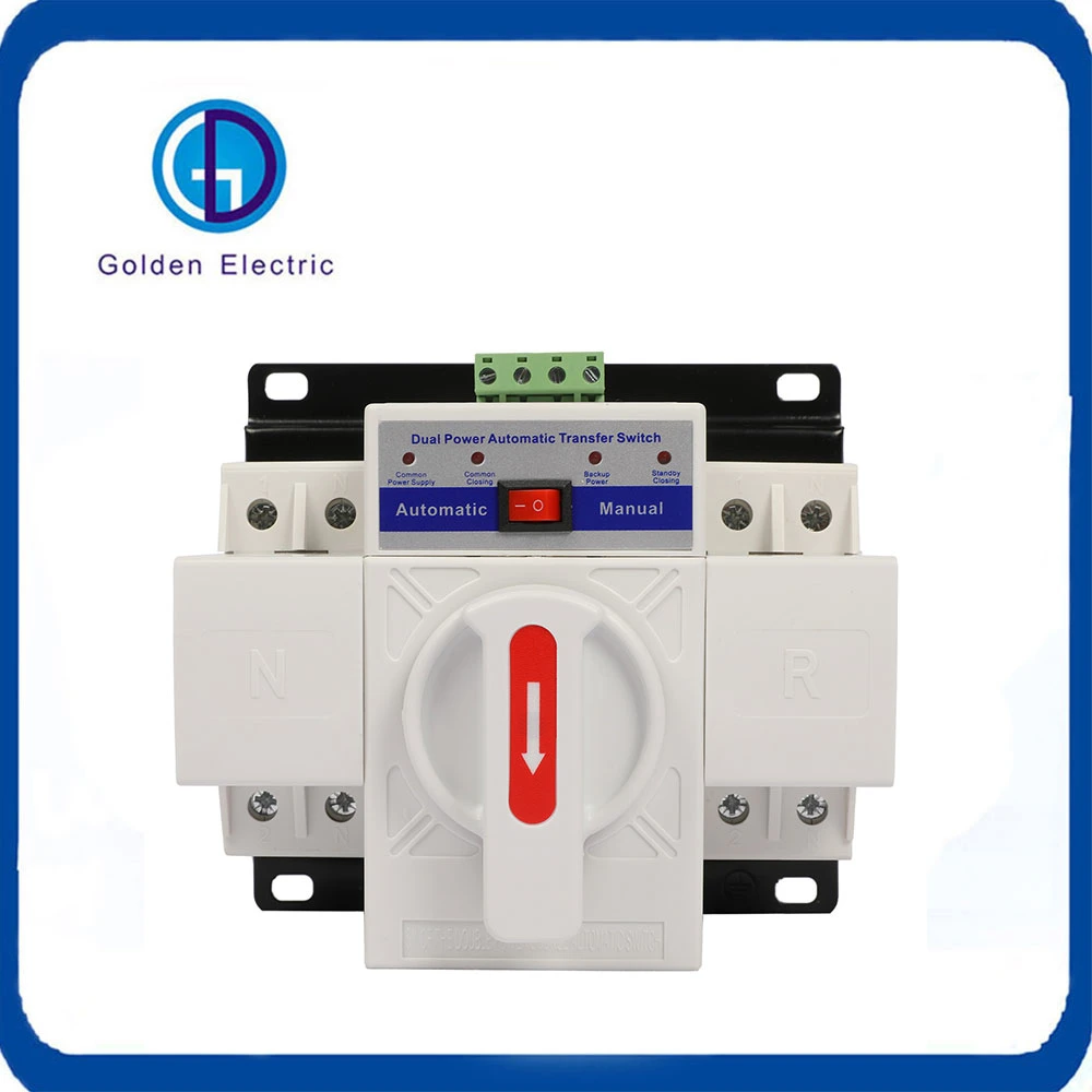 Interruptor de transferencia automática Interruptor de cambio manual 63A 2p Controlador ATS de generador Interruptor de doble alimentación para sistema de generador