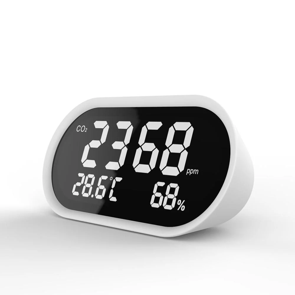 Typ-C Ladeanschluss Desktop CO2 Detektor Schlafzimmer Luftqualitätsanalysator LED-Display für Temperatur und Luftfeuchtigkeit