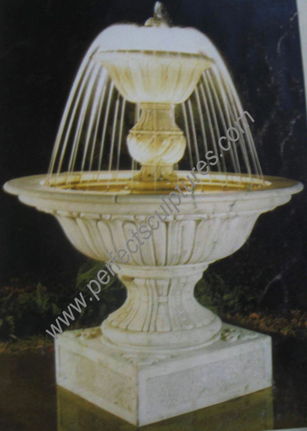 2 Two Tier White Stone Marble Pedestal Water Fountain for Outdoor (SY-F194)