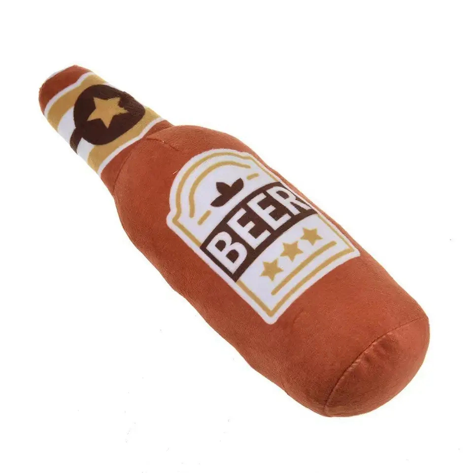 New Product Funny Design Wine Bottle Plush Squeaky Pet Chew Toys