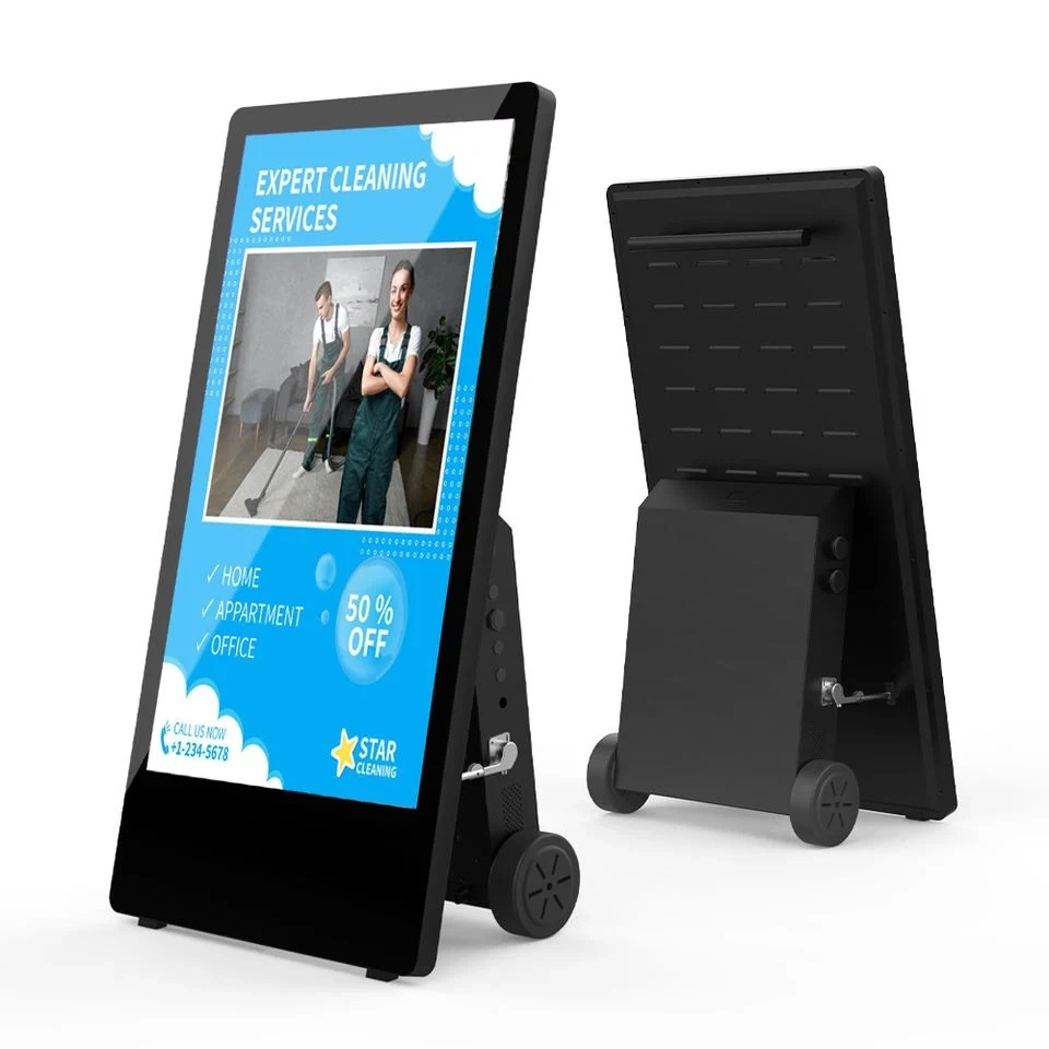 Battery Powered Portable and Foldable Design32/43/55inch Outdoor Smart Display with Casters