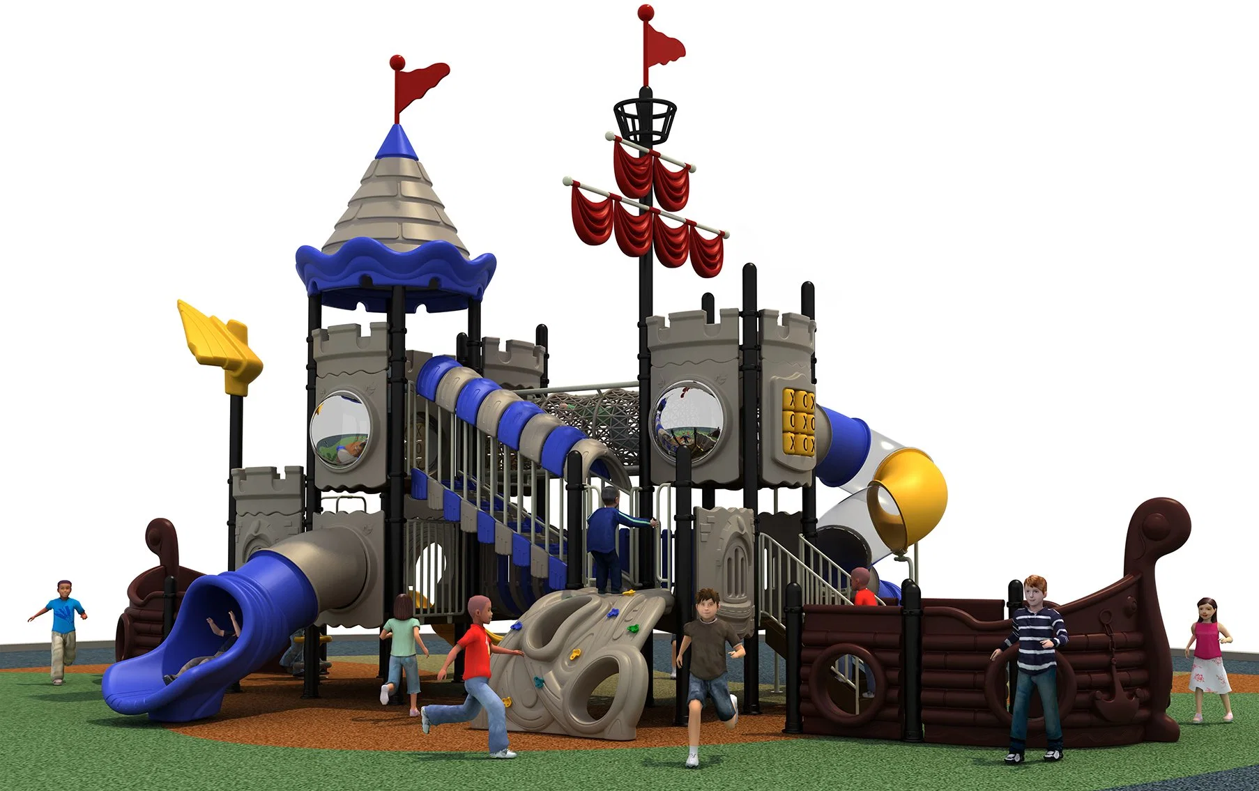 Sailboat Castle Popular Kid Paradise Outdoor Playground Equipment Kindergarten Amusement Park Residential Quarters with Ce Approved