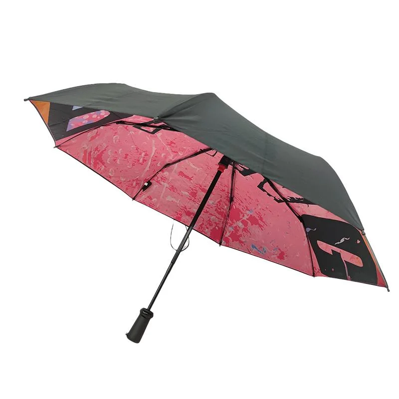 New Design Double Layer Folding Gift Umbrella Automatic Open Super Waterproof Blue Tooth Umbrella with Inside Printing