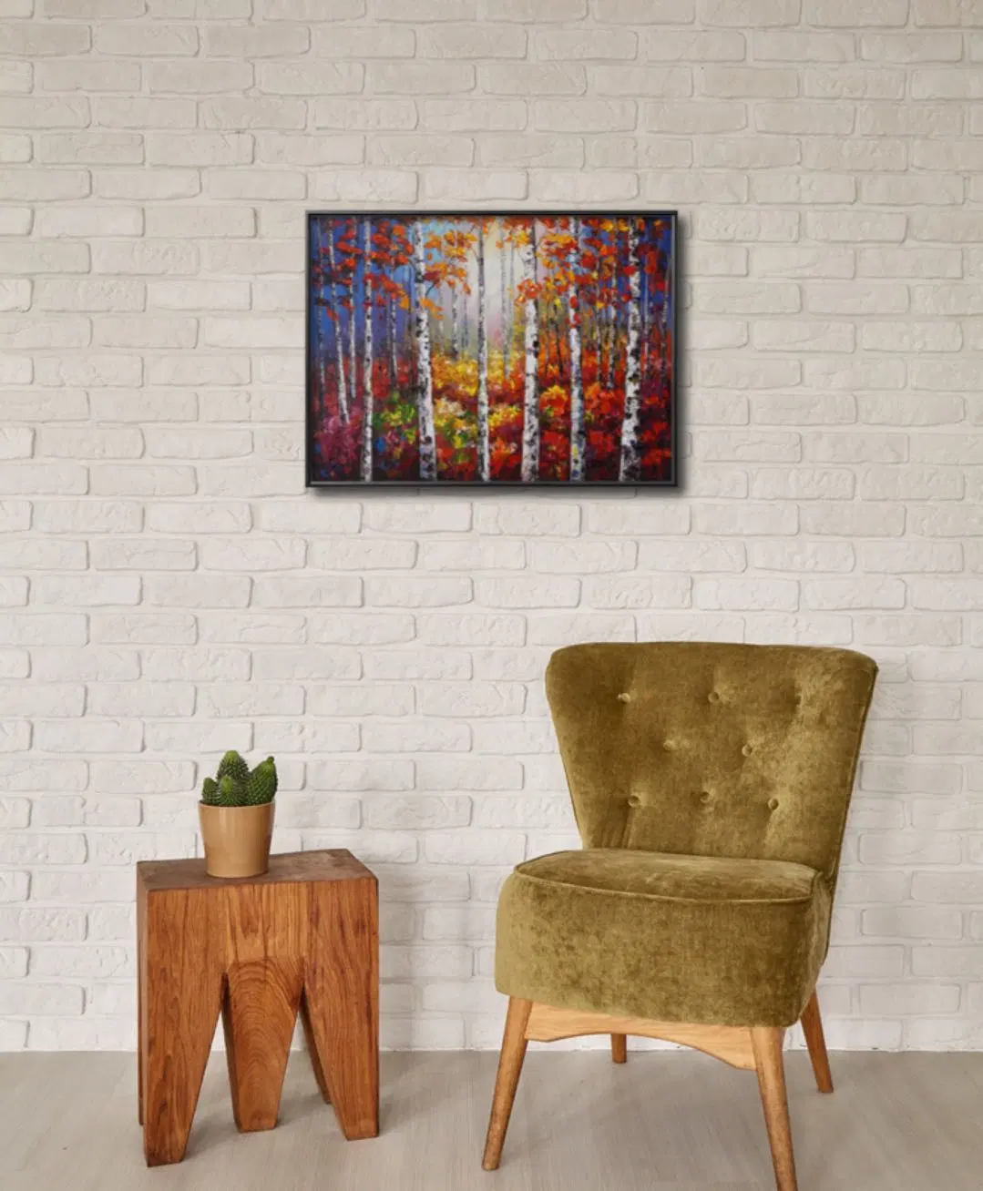 Handmade Forestry Birch Landscape Canvas Wall Art Prints Oil Paintings