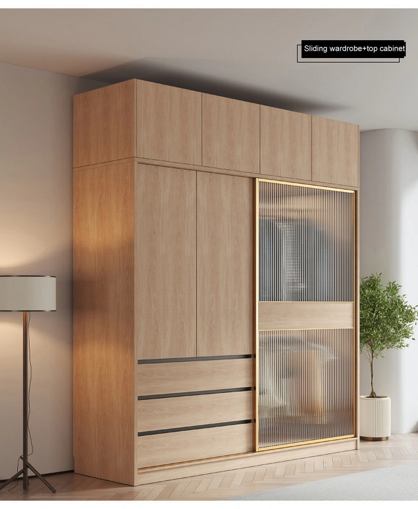 PVC Modern Latest Design Bedroom Furniture Cloth Storage Sliding Door Wardrobe