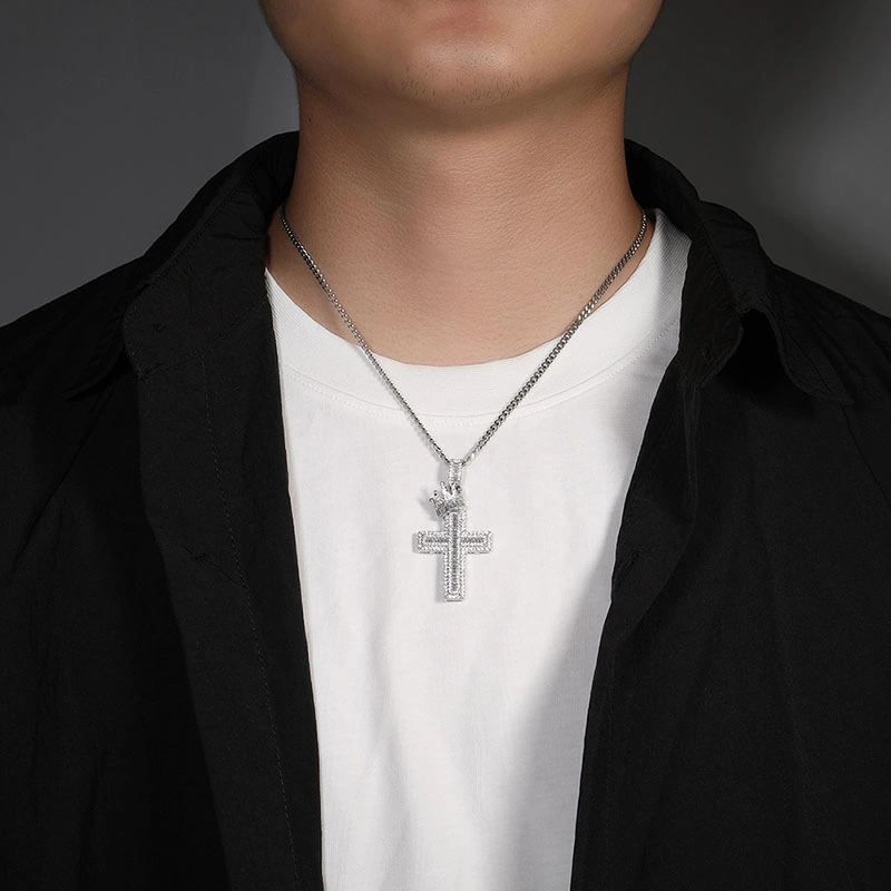 Wholesale/Supplier Hip Hop Men CZ Micro Cross Charm Pendant Necklace Jewelry