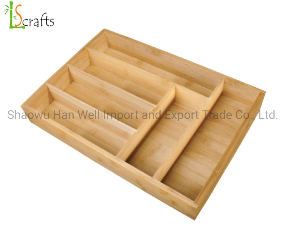 Zakka Style Classic Bamboo Grooved Sundries Drawer Organizer