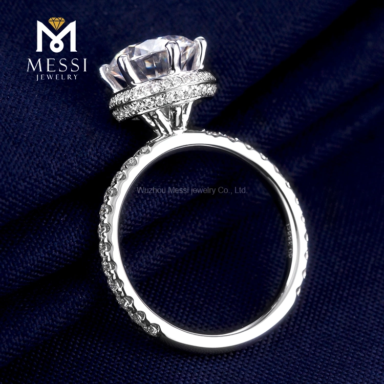 Messi Joyería Flor Moissanite anillo de diamantes 14K Joyas de oro al por mayor Con Rose Gold Plating para la Mujer