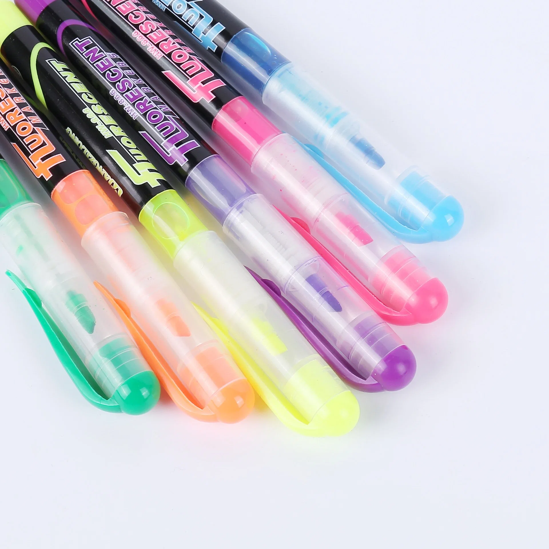 Chisel Tip Low MOQ Fluorescent Highlighter Marker Pen Waterproof with Custom Logo