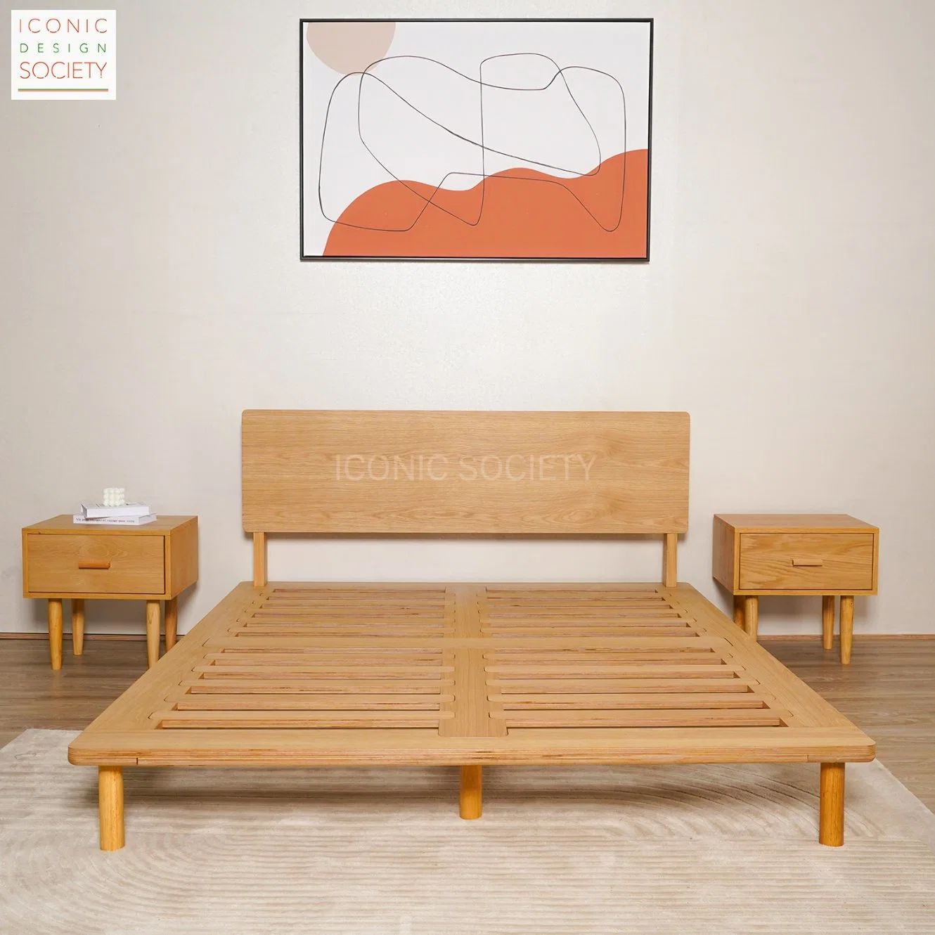 Modern Nordic Design Bed Room Furniture Home Hotel Capsule Bedroom Set Panel Wooden Bed