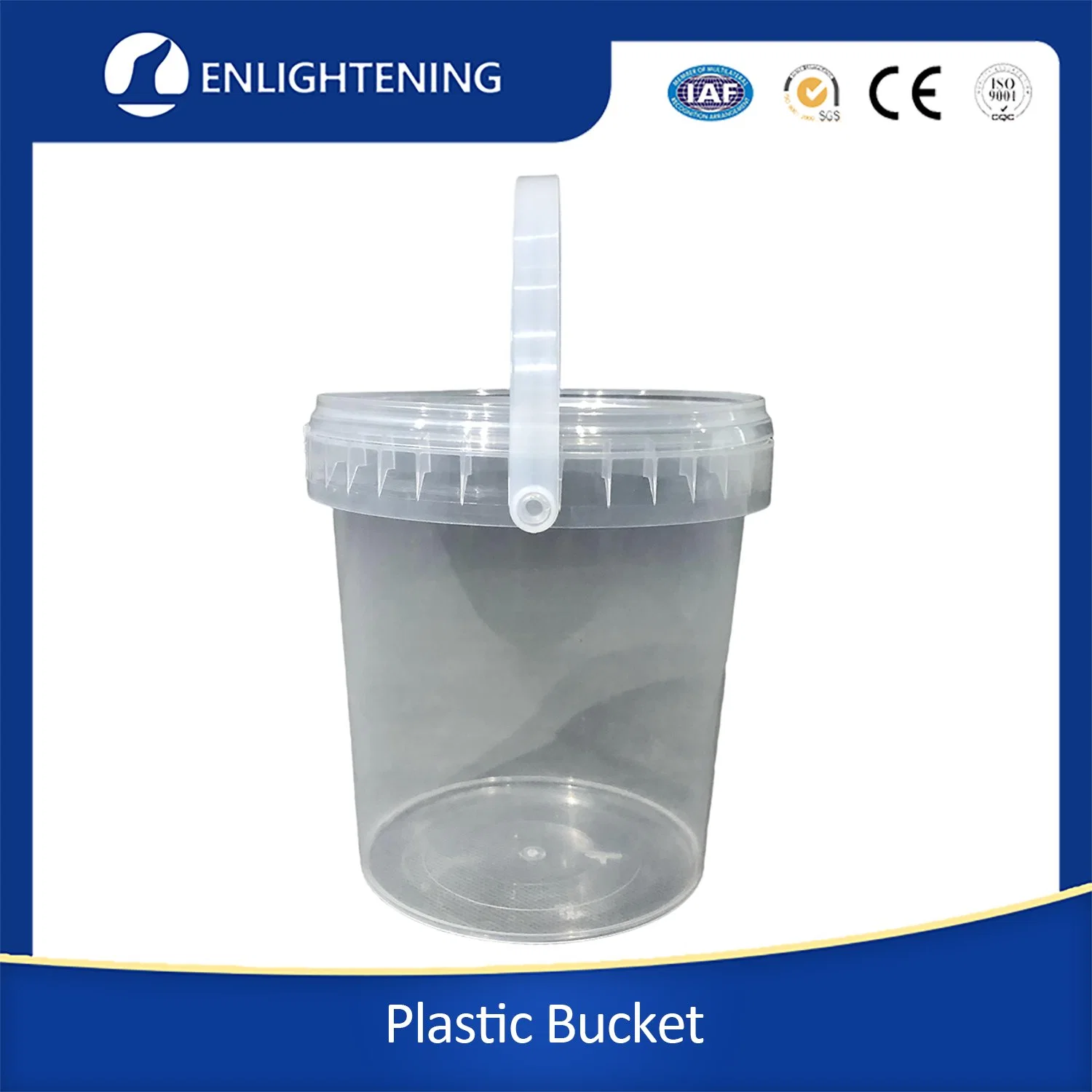 Food Grade Clear Plastic Packaging Barrel & Bucket with Lid & Handle