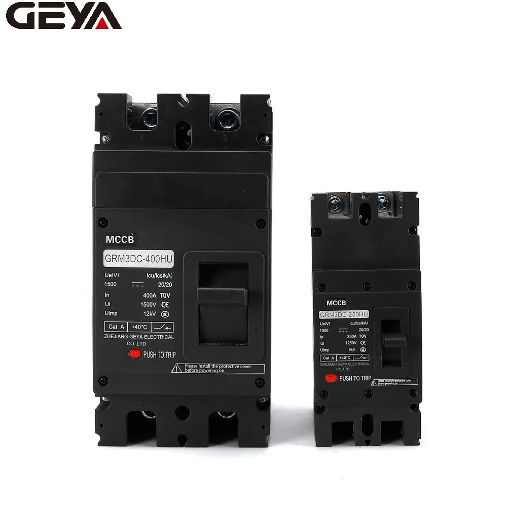 Geya Grm3DC-250hu-2p 63A-250A DC MCCB Mould Case Circuit Breaker Customized 100A with High Breaking Capacity MCCB 16A-800A Electrical Electronic Adjustable