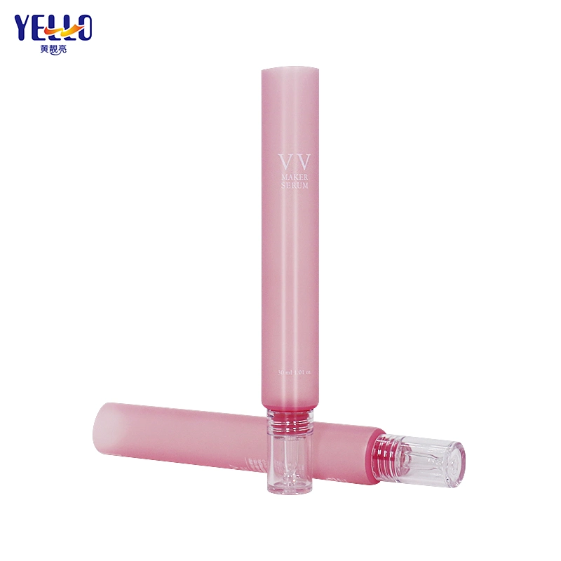 Vide Pink emballage plastique cosmétiques tubes pour crème pour les yeux avec Buse en verre avec impression