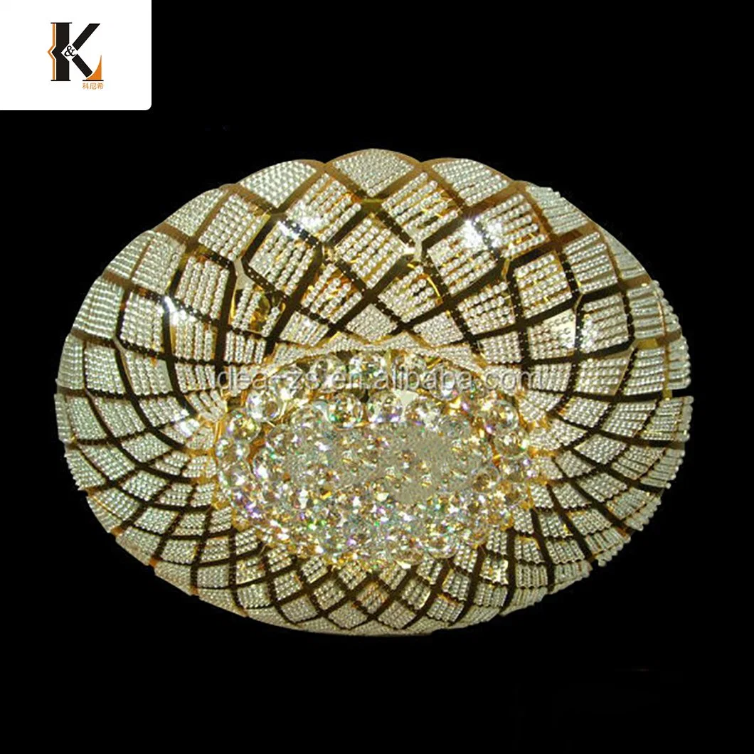 Crystal LED Hanging Light China Dropshipping Classical Round Living Room Modern LED Light Home Ceiling Lamp Gold Luxury Crystal Chandelier Crystal Ceiling Light