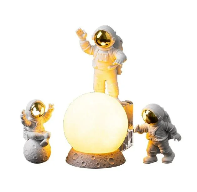 3PC Astronaut Decor Action Figures and Moon Home Decor Resin Desktop Decoration