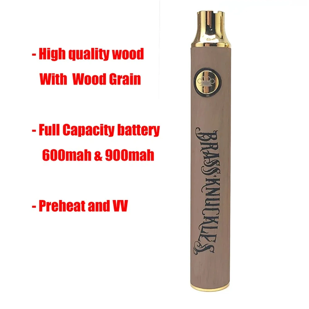 Meistverkaufte Messing Knöchel BK Verdampfer 900mAh 650mAh 510 Gewinde Gold Holz Silber Verstellen Volt E-Zigarette Vape Pen für 510 Patrone