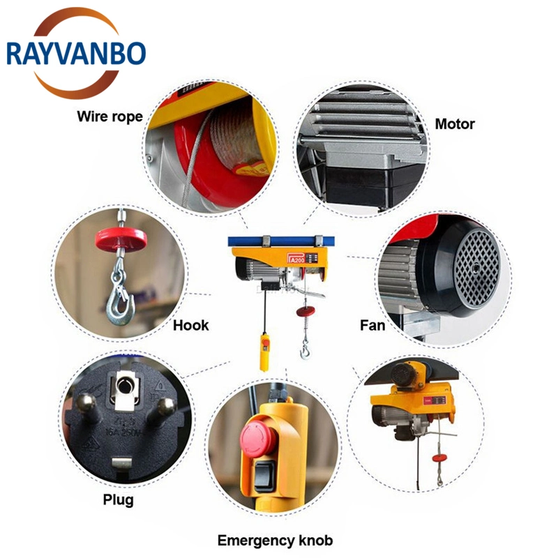 Hot Sell 100kg 200kg 500kg Mini Electric Hoist Wireless Remote Control PA Wire Rope Electric Hoist