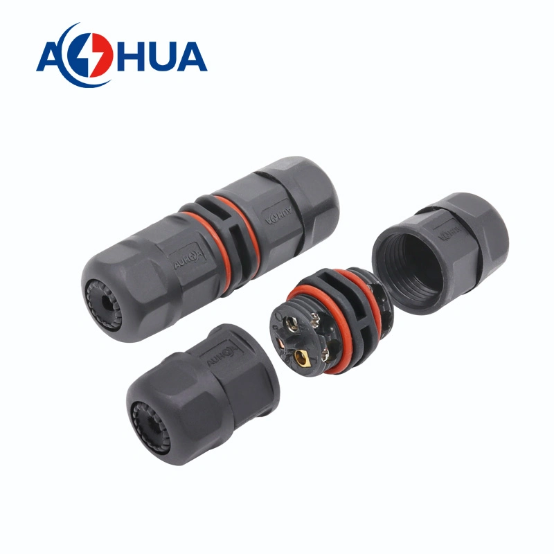 M16 Waterproof Connector Outdoor Lighting Electronic Tunnel Light Terminal 2-Core IP67 Waterproof Connector Screw Fixing Type in-Line Connector