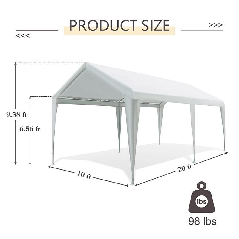 10' X 20' Metal Marco Fiesta de Boda Carpa Canopy Garaje instantáneo Garaje portátil Carport Carpa