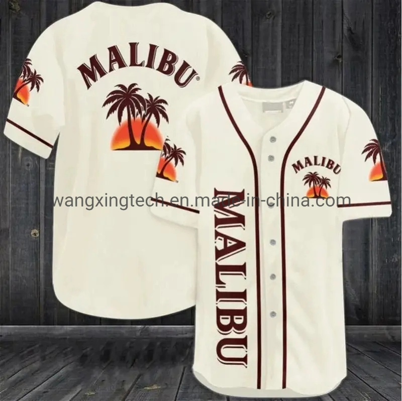 Cheap Sublimated Beige Malibu Rum Beer Party Custom Baseball Jersey