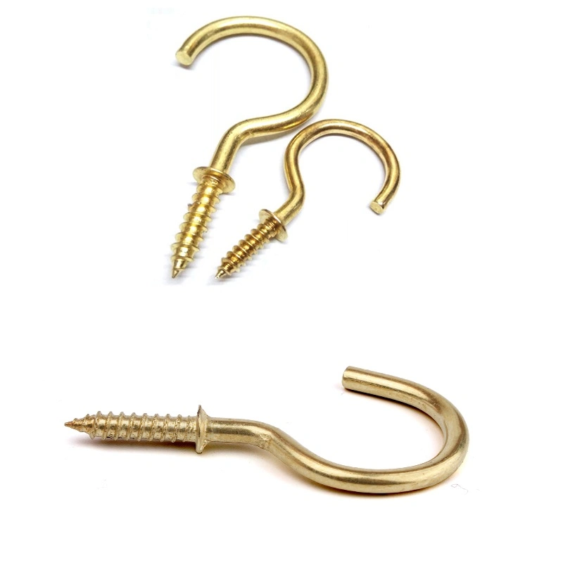 Brass Plated Hooks Screw Wood Eye Hooks Screw