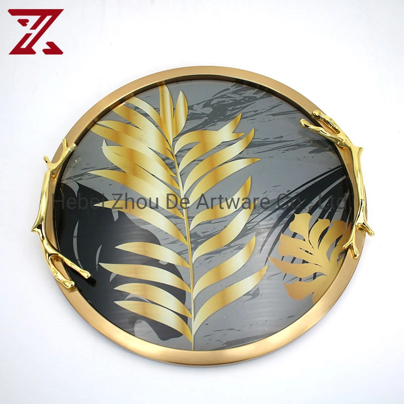 Factory Custom Gold Mirror Tray Glass Tray for Table Perfume Vanity Home Living Room Decor