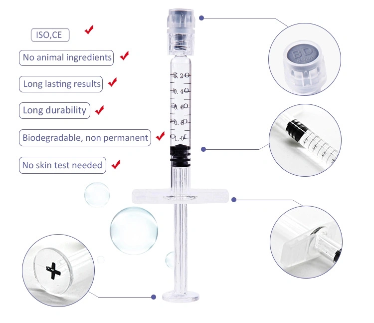 La jeringa de alta calidad 2ml de gel de relleno de labios de la línea profunda Comprar Inyección De Ácido Hialurónico.