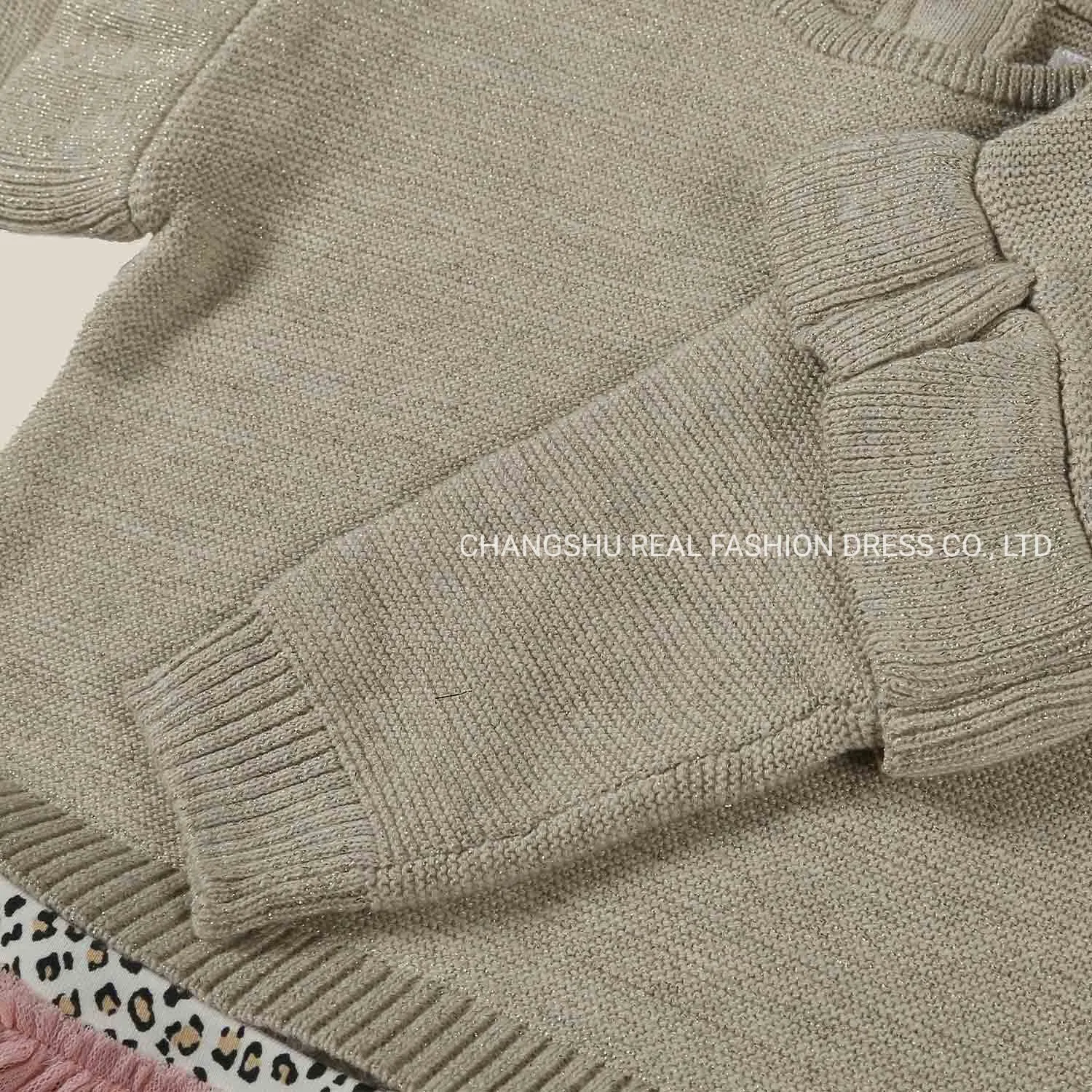 Babykleidung Mädchen Baby Strickanzug Kleidung aus Metallic Sweatshirt und Scegging im Leopardenmuster mit Glitzereffekt