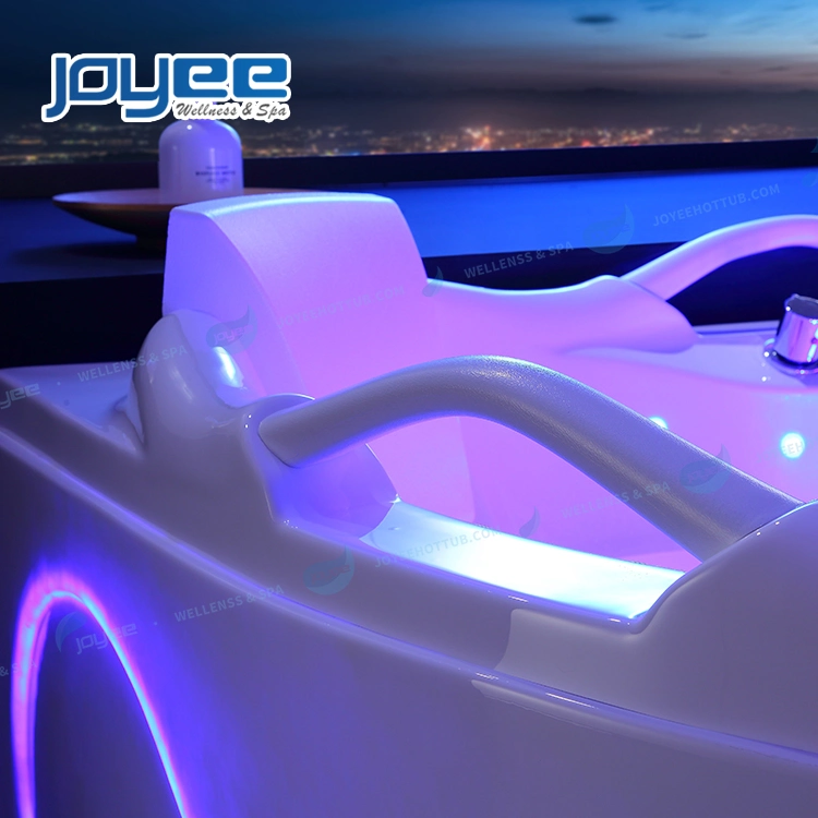 Joyee Luxury Jacuzzy SPA Bath Freestanding Step in Whirlpool Bathtub Whirlpool with LED Big Waterfall