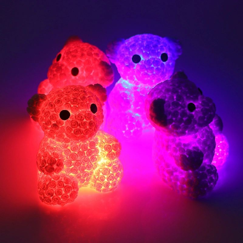 Novo insuflador colorido insuflável da bola de farinha elástica elevada em borracha macia Urso luminoso Toy