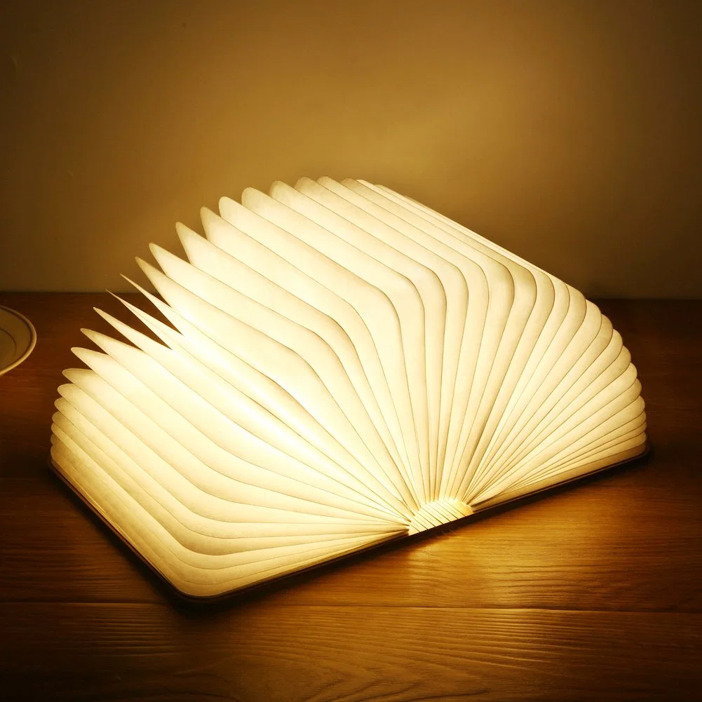 3 Colors LED Book Night Light 3D Creative Table Lamp Wooden USB Rechargeable Magnetic Foldable Desk Bedroom Decoration