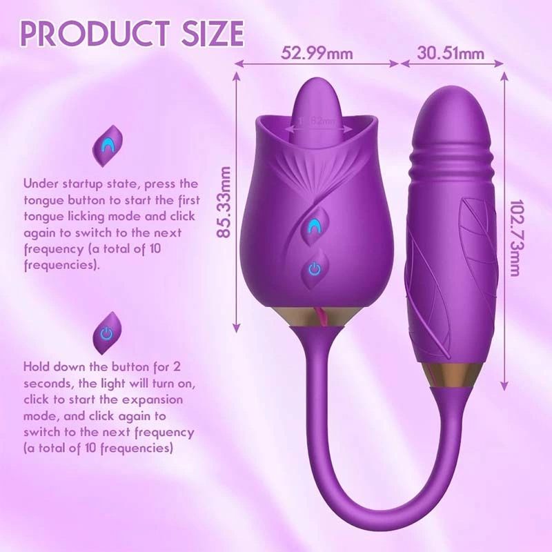 Rose Toy Clitoral Suck Vibrator Thrusting Custom Female Rose Vibrator with G Spot Stimulator