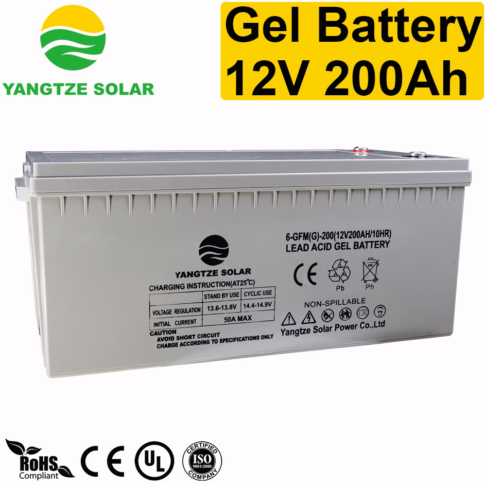 Libre de mantenimiento de sellado de gel Solar Batería 12V 200Ah