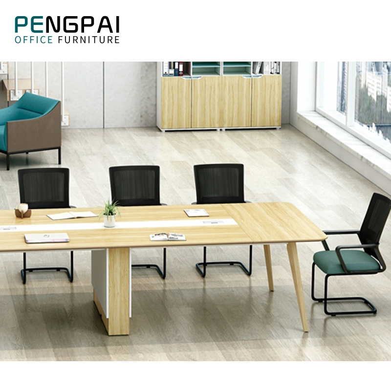 Luxo personalizado 10 Pessoa Maple branco inteligente grande mesa de conferência