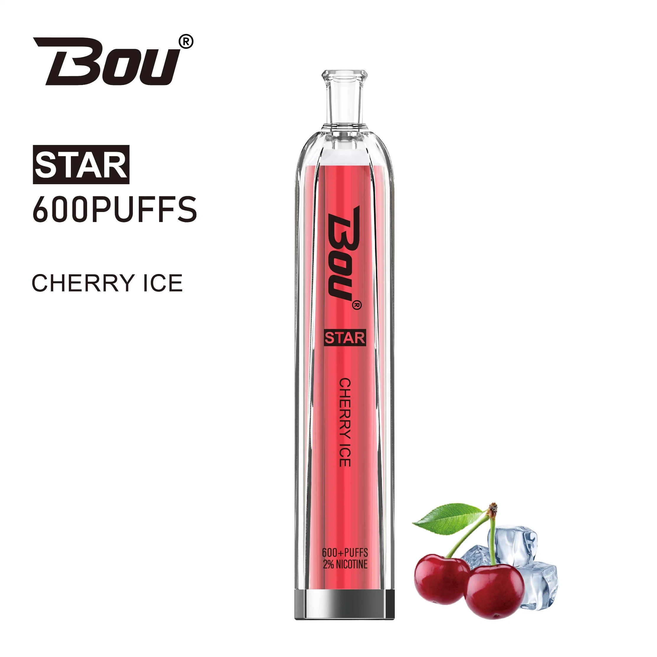 Bou Star 600 Puffs Tpd Red Bull Heisenberg Mint Flavor etc Big Cloud LED Dazzel Disposable/Chargeable Electronico Desechable Vape for KTV Pub Bar Young People