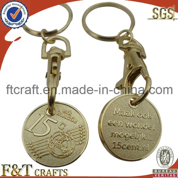 Wholesale Custom Gold Trolley Coin Shopping Cart Keychain