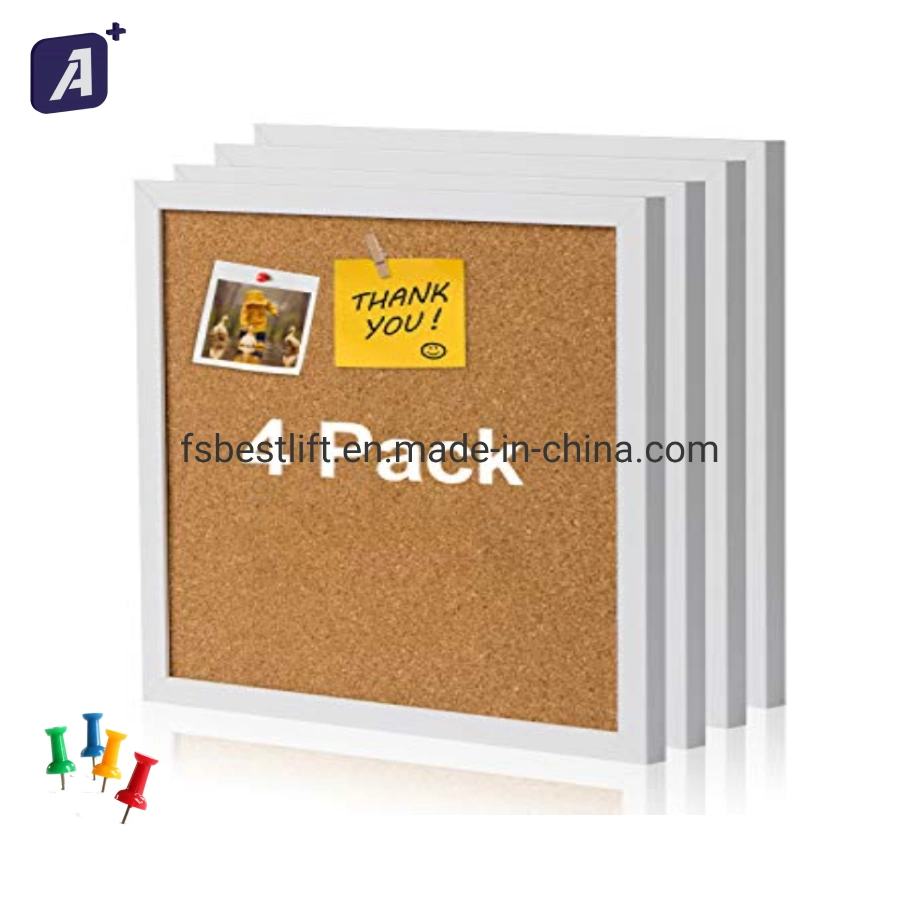 8X8 pulgadas Corkboard enmarcada con la extracción de las cintas de 4 ejes Self-Hanging por el Tablón de anuncios para oficinas en casa de decoración de la Escuela de fácil montaje