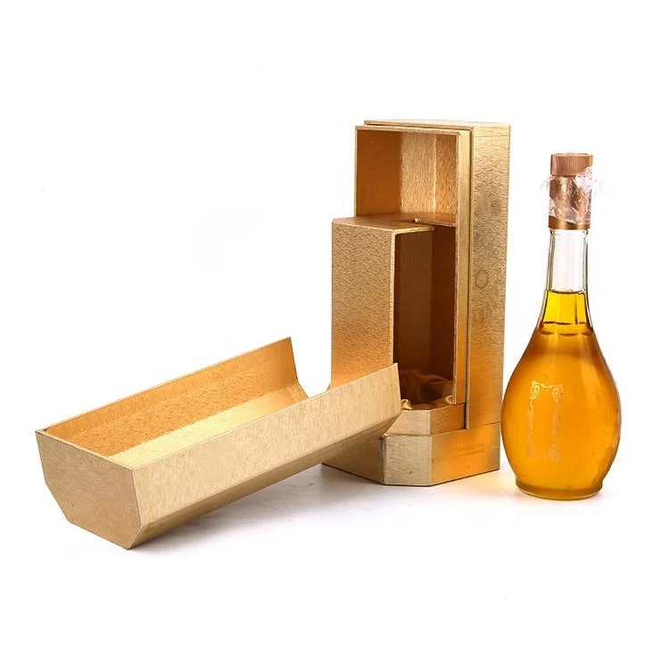 Custom Printing Cardboard Clamshell Single Glass Bottle Set Gift Packaging Wine Box