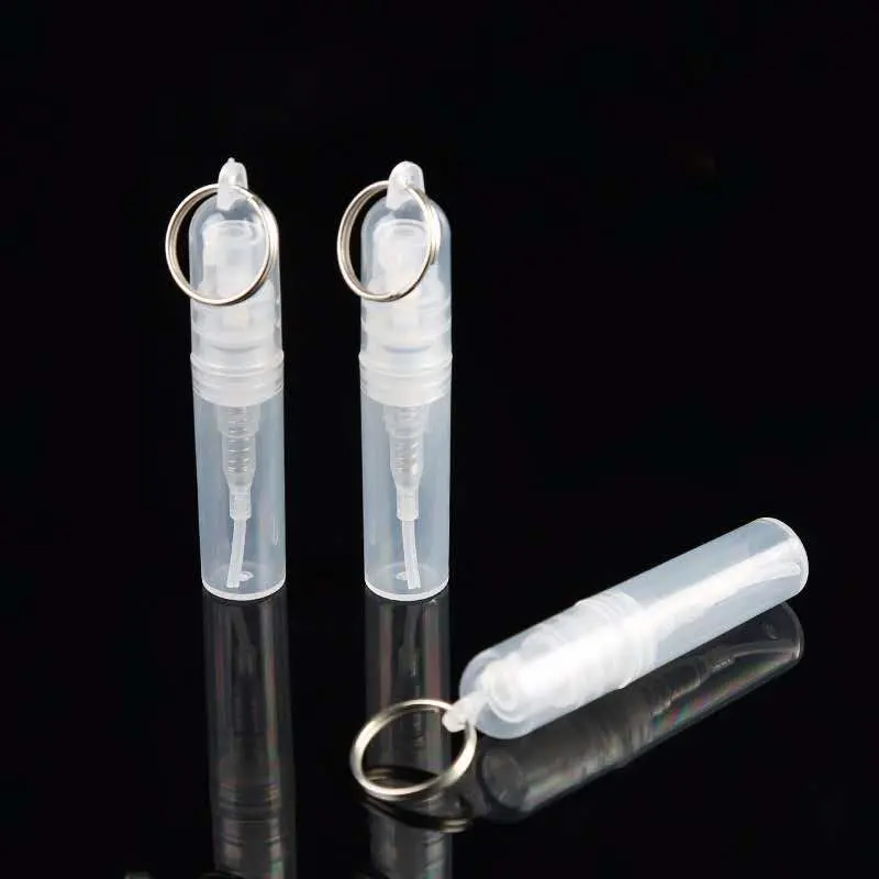 3ml 5ml Perfume Dispensing Plastic Bottle with Key Chain Fragrance Refillable Plastic Case Travel Plastic Utensil Cosmetic Pack Makeup Plastic Container