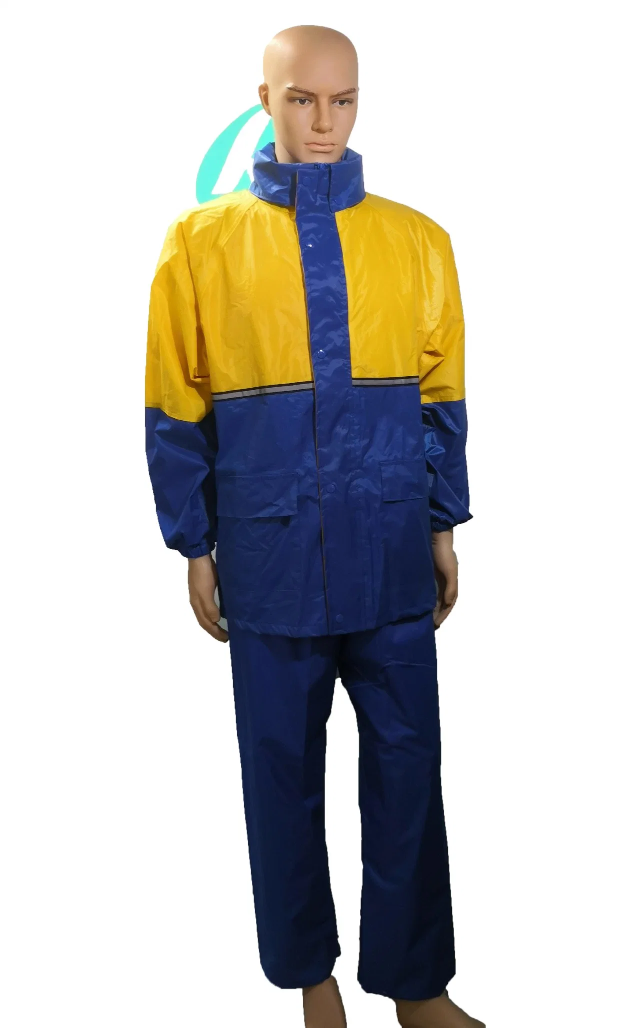 Custom 190t Polyester/PVC Hidden Hooded Rainsuit in Contrast Color