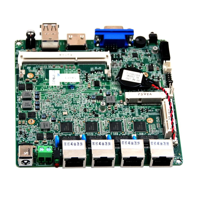 Computer Motherboard Desktop VGA 4LAN SATA Mini PC Board HD Display DDR3 2USB CPU DC 12V Mini PC Barebone