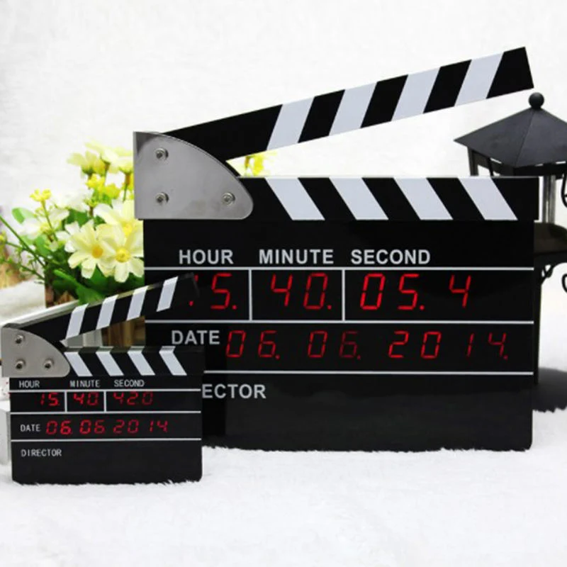 Movie Clapboard LED Calendar Table & Wall Mounted Dual Usages Alarm Clock